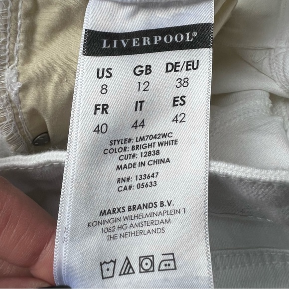 NWT Liverpool Women’s Bright White Maya The Crop Ankle Detail Jeans, Size 8 / 29 - Picture 8 of 13